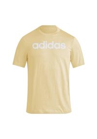 Adidas - Essentials Single Jersey Linear Embroidered Logo Tee. Kolor: żółty. Materiał: jersey