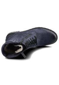 Granatowe Botki Simen Damskie Ocieplane Obuwie. Okazja: na co dzień. Zapięcie: sznurówki. Kolor: niebieski. Materiał: nubuk. Styl: casual, elegancki #3