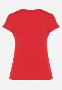 Born2be - Czerwony Bawełniany Klasyczny T-shirt Lunolia. Okazja: na co dzień. Kolor: czerwony. Materiał: bawełna. Wzór: gładki. Styl: klasyczny #4