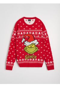 Sinsay - Sweter ze świątecznym motywem Grinch - czerwony. Kolor: czerwony. Styl: wizytowy