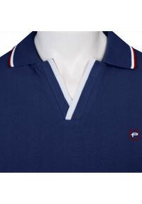 Koszulka Polo - Męska - Pako Jeans - Granatowa, Dekolt Bez Guzików. Okazja: na co dzień. Typ kołnierza: polo. Kolor: niebieski. Materiał: bawełna. Styl: casual #3