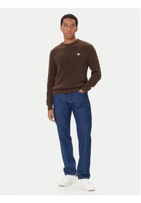 Guess Jeans Sweter M4BR30 Z3HM1 Brązowy Regular Fit. Kolor: brązowy. Materiał: bawełna #3