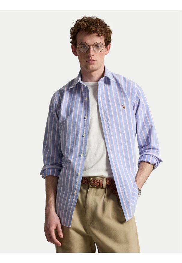 Polo Ralph Lauren Koszula 710928918002 Niebieski jasny Custom Fit. Typ kołnierza: polo. Kolor: niebieski. Materiał: bawełna