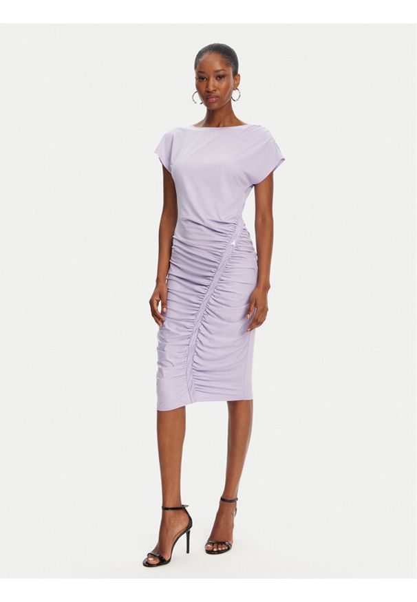 Patrizia Pepe Sukienka codzienna 2A2871/J294-M531 Fioletowy Regular Fit. Okazja: na co dzień. Kolor: fioletowy. Materiał: syntetyk. Typ sukienki: proste. Styl: casual
