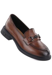 Skórzane półbuty damskie lordsy brązowe Vinceza 39991. Kolor: brązowy. Materiał: skóra #1