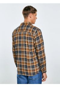 Big-Star - Koszula męska flanelowa w kratę granatowo-pomaraŅczowa Kolisar 403. Okazja: na co dzień. Kolor: niebieski. Materiał: jeans, tkanina, materiał. Wzór: kolorowy, kratka. Styl: casual #7