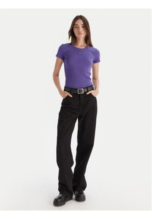 Hugo - HUGO T-Shirt Easy 50523924 Fioletowy Slim Fit. Kolor: fioletowy. Materiał: bawełna