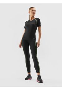 4f - Legginsy do biegania szybkoschnące damskie. Stan: podwyższony. Kolor: czarny. Materiał: dzianina, materiał. Długość: do kostek. Sport: bieganie, fitness #2