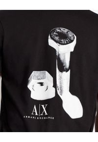 Armani Exchange - ARMANI EXCHANGE - Czarny t-shirt z kontrastowym nadrukiem. Kolor: czarny. Materiał: materiał. Wzór: nadruk #3
