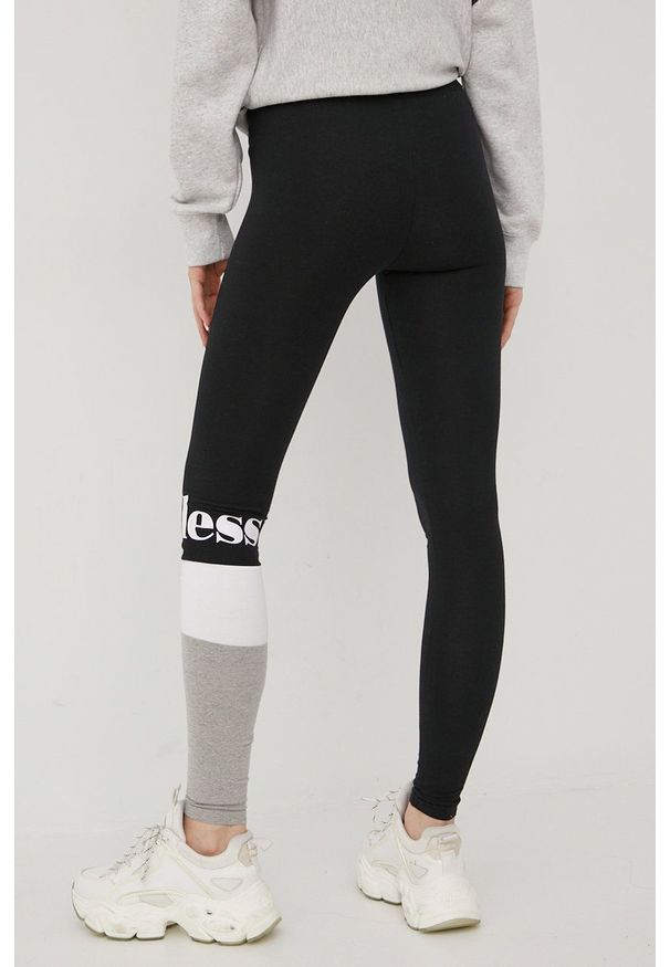 Ellesse legginsy damskie kolor czarny z nadrukiem. Kolor: czarny. Materiał: bawełna. Wzór: nadruk