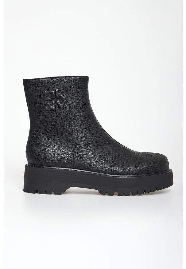 Botki damskie skórzane DKNY. Materiał: skóra