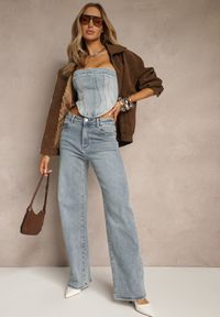 Renee - Niebieskie Szerokie Jeansy High Waist z Wiskozą Uliadria. Okazja: na co dzień. Stan: podwyższony. Kolor: niebieski. Styl: elegancki, casual
