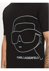 Karl Lagerfeld - KARL LAGERFELD T-Shirt 755197 551225 Czarny Regular Fit. Typ kołnierza: dekolt w karo. Kolor: czarny. Materiał: bawełna