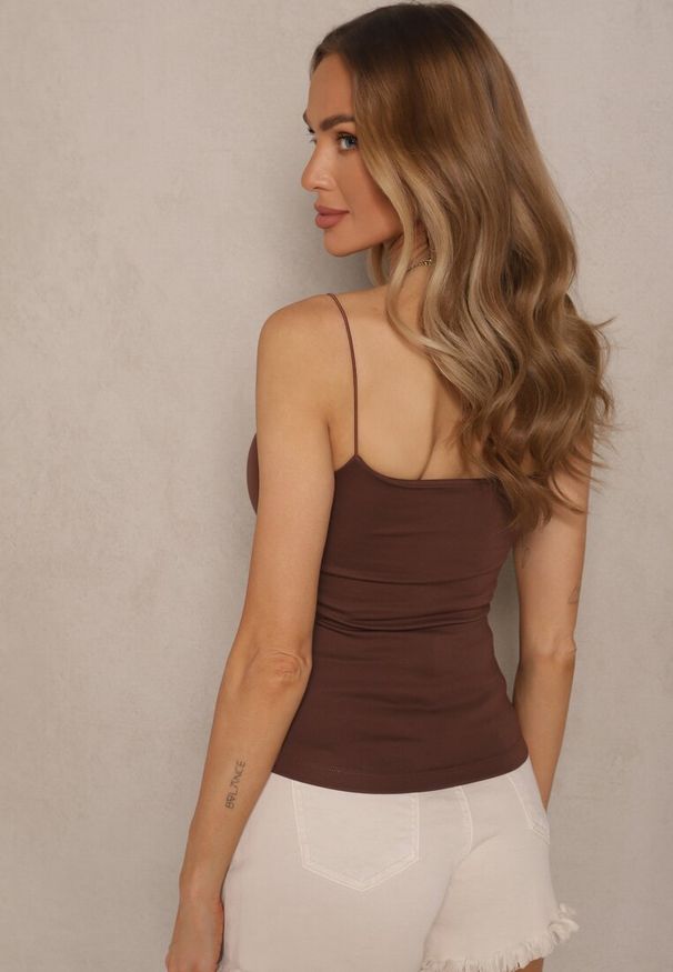 Renee - Brązowy Basicowy Top z Wiskozą Sophelisse. Okazja: na co dzień. Kolor: brązowy. Materiał: wiskoza. Styl: elegancki, casual