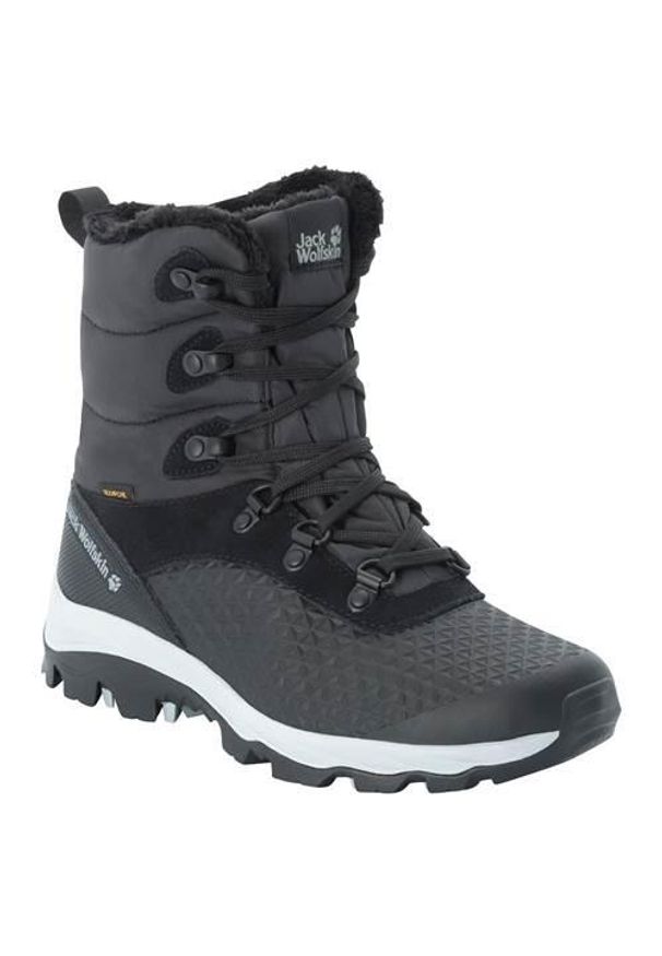 Buty trekkingowe damskie Jack Wolfskin Snowcrawler High Texapore. Wysokość cholewki: za kostkę. Zapięcie: sznurówki. Kolor: szary, wielokolorowy. Materiał: materiał, tkanina, skóra. Szerokość cholewki: normalna. Styl: sportowy