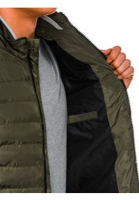 Ombre Clothing - Kurtka męska zimowa pikowana C422 - zielona - M. Typ kołnierza: kołnierzyk stójkowy. Kolor: zielony. Materiał: poliester, materiał. Sezon: zima #2