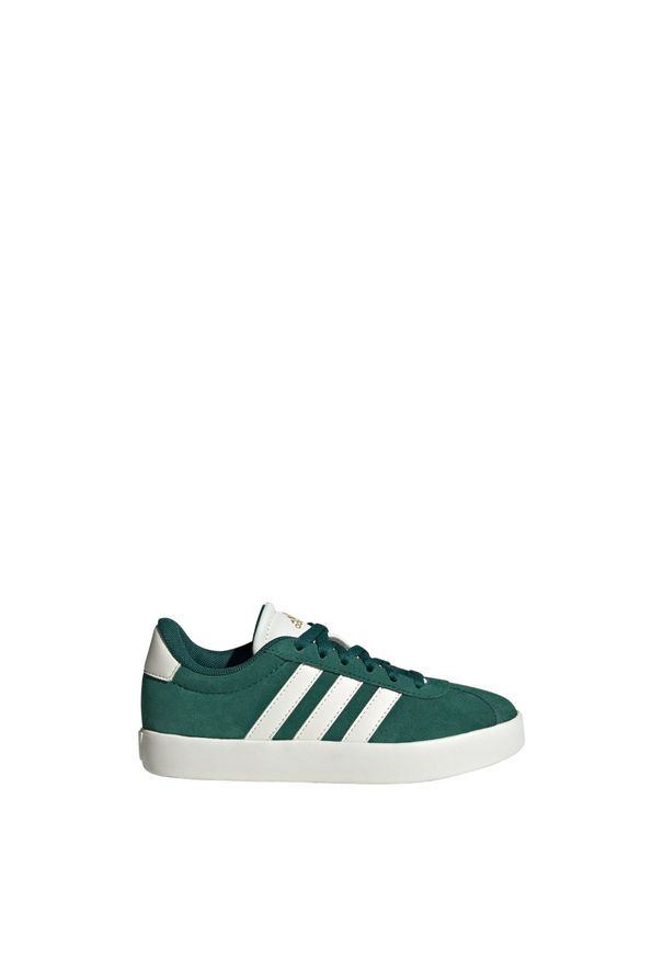 Adidas - Buty VL Court 3.0 Kids. Kolor: żółty, biały, wielokolorowy, zielony. Materiał: zamsz, materiał