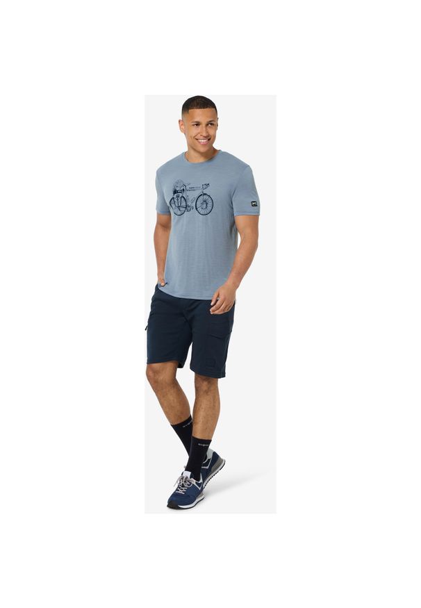 Koszulka męska SUPER.NATURAL M WANDER WHEEL TEE. Kolor: niebieski, szary, wielokolorowy. Sport: kolarstwo