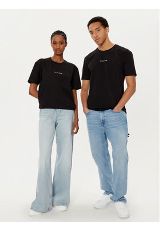 Filling Pieces T-Shirt Unisex 7443400 Czarny Slim Fit. Kolor: czarny. Materiał: bawełna