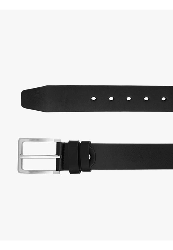 Ryłko - Czarny pasek ze skóry licowej. Kolor: czarny. Materiał: skóra. Styl: klasyczny, street