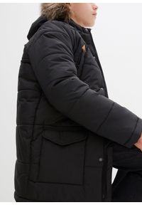 bonprix - Kurtka funkcjonalna zimowa chłopięca z kapturem ze sztucznym futerkiem i detalami z imitacji skóry. Typ kołnierza: kaptur. Kolor: czarny. Materiał: futro, skóra. Sezon: zima #3