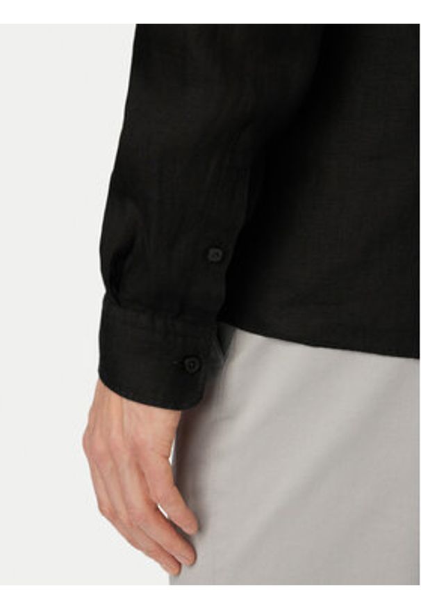 BOSS Koszula H-Liam 50556077 Czarny Regular Fit. Kolor: czarny. Materiał: len