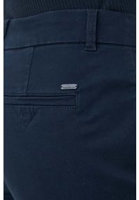 Tom Tailor spodnie damskie kolor granatowy dopasowane medium waist. Kolor: niebieski. Materiał: tkanina, bawełna