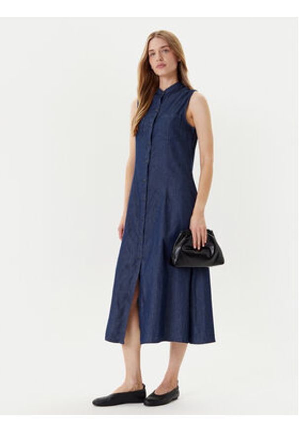 United Colors of Benetton - United Colors Of Benetton Sukienka codzienna 44KCDV0BH Granatowy Regular Fit. Okazja: na co dzień. Kolor: niebieski. Materiał: bawełna. Typ sukienki: proste. Styl: casual