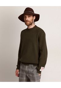 GOLDEN GOOSE - Bawełniany sweter w kolorze khaki. Kolor: zielony. Materiał: bawełna. Długość rękawa: długi rękaw. Długość: długie. Wzór: aplikacja