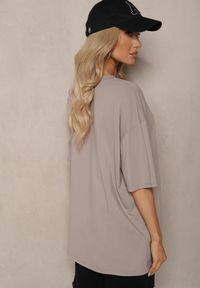 Renee - Beżowy T-shirt z Krótkim Rękawem z Bawełny Bavima. Kolor: beżowy. Materiał: bawełna. Długość rękawa: krótki rękaw. Długość: krótkie #3