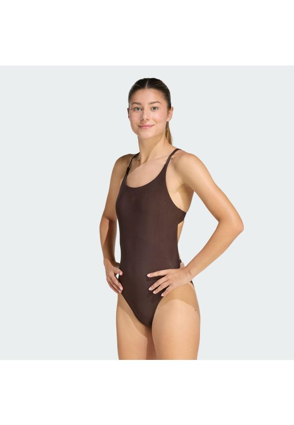 Adidas - Kostium Do Pływania 3-Stripes High Neck 2-Way Straps Peachsoft Swimsuit. Kolor: czarny. Materiał: materiał. Długość: długie