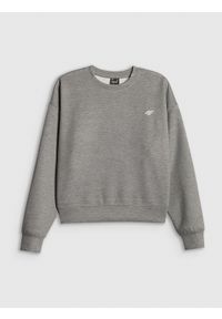 4f - 4F Bluza dresowa regular bez kaptura damska - szara XS. Okazja: na co dzień. Typ kołnierza: bez kaptura. Kolor: szary. Materiał: dresówka. Wzór: gładki. Styl: casual #1