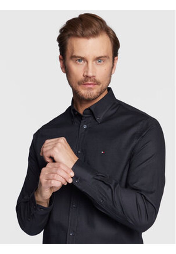 TOMMY HILFIGER - Tommy Hilfiger Koszula Flex MW0MW29969 Granatowy Regular Fit. Kolor: niebieski. Materiał: bawełna
