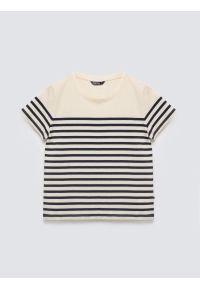 Big-Star - Koszulka damska w paski granatowo-beżowa Norisa 403. Okazja: na co dzień. Kolor: niebieski. Materiał: dzianina, jeans, materiał. Wzór: paski. Styl: casual #7