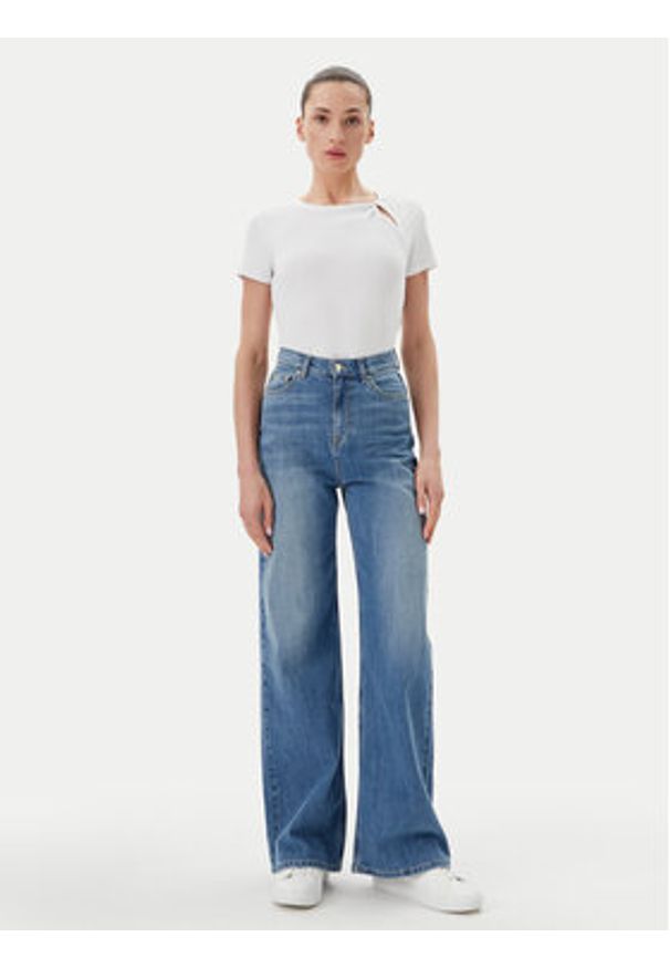 DKNY T-Shirt P51H8APJ Biały Regular Fit. Kolor: biały. Materiał: wiskoza