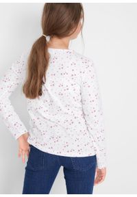 Shirt dziewczęcy z długim rękawem (3 szt.) bonprix pudrowy jasnoróżowy + biel wełny z nadrukiem + w paski. Kolor: różowy. Materiał: wełna. Długość rękawa: długi rękaw. Długość: długie. Wzór: nadruk, paski #4