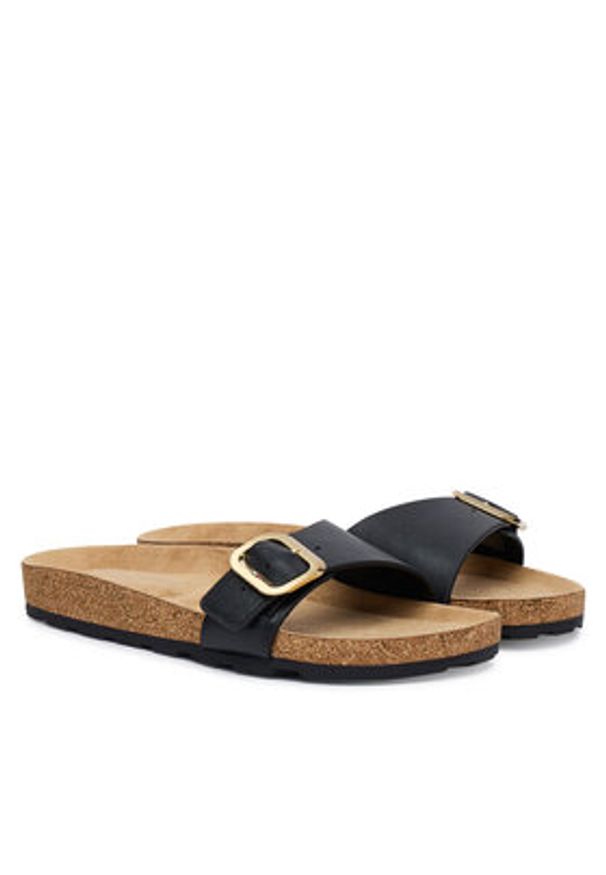 TOMMY HILFIGER - Tommy Hilfiger Klapki Cork Footbed Slip-On Sandals FW0FW09344 Czarny. Kolor: czarny. Materiał: skóra