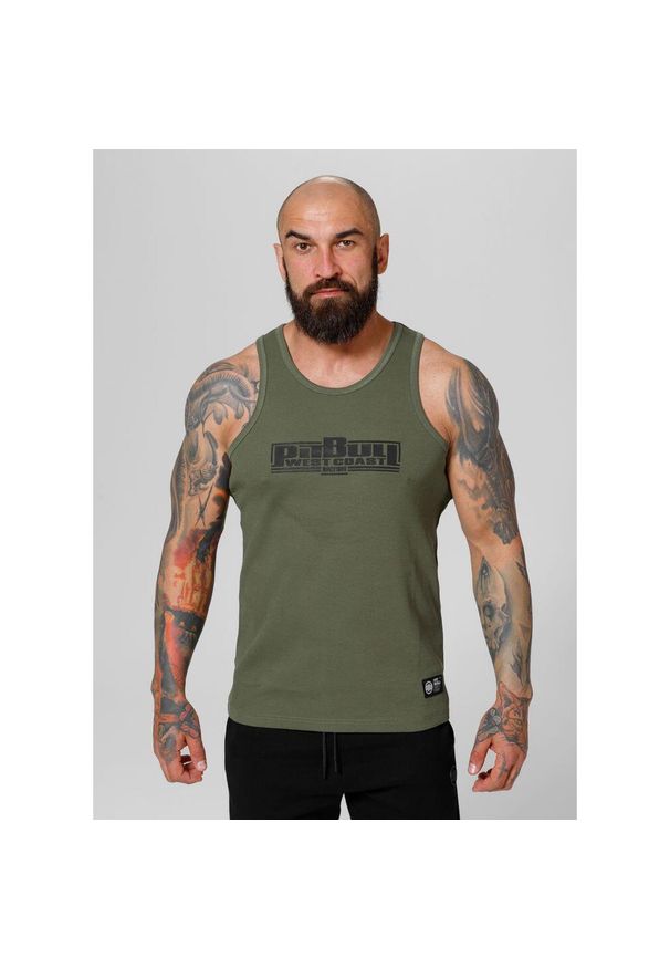 PITBULL - Tank męski Pitbull Top Rib Classic Boxing. Kolor: czarny, wielokolorowy, zielony