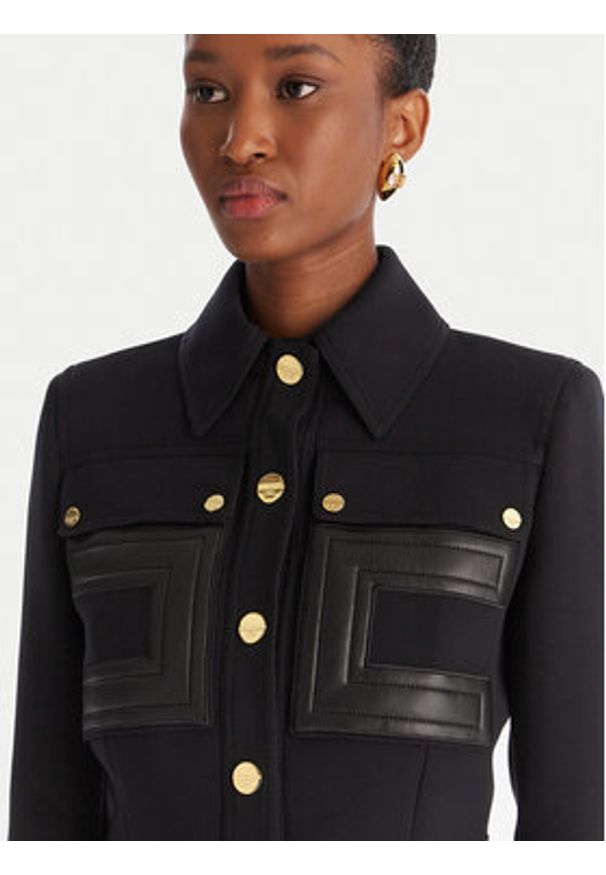 Elisabetta Franchi Marynarka GI-159-57E2-V750 Czarny Regular Fit. Kolor: czarny. Materiał: syntetyk