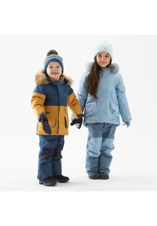 quechua - Spodnie turystyczne dla dzieci Quechua SH500 Mountain. Kolor: niebieski. Materiał: materiał, tkanina, polar. Sezon: zima, lato. Sport: turystyka piesza