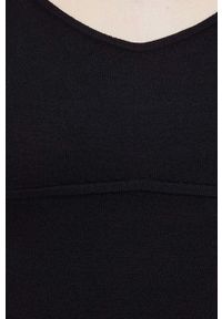 Sisley top damski kolor czarny. Kolor: czarny. Materiał: dzianina. Długość rękawa: na ramiączkach. Wzór: gładki #5