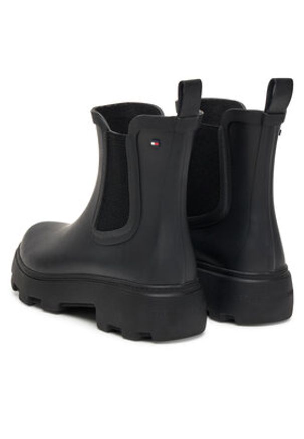 TOMMY HILFIGER - Tommy Hilfiger Kalosze Flag Ankle Warm Lining FW0FW08974 Czarny. Kolor: czarny. Materiał: kauczuk