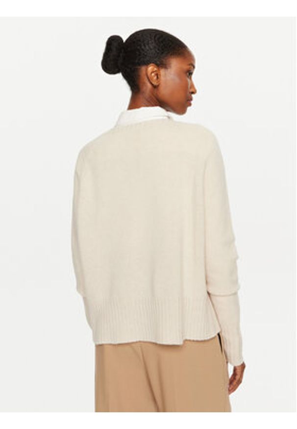 Marella Sweter Cine 2423366325 Écru Regular Fit. Materiał: wełna
