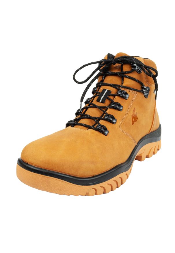 4f - Męskie Skórzane Buty Turystyczne OBMH258. Kolor: brązowy. Materiał: skóra