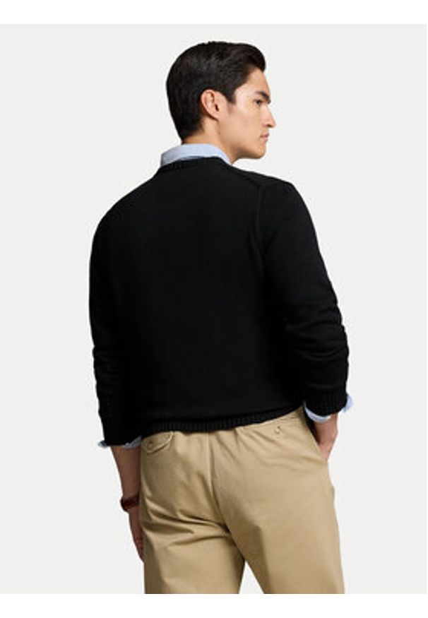 Polo Ralph Lauren Sweter 710810846020 Czarny Regular Fit. Typ kołnierza: polo. Kolor: czarny. Materiał: bawełna