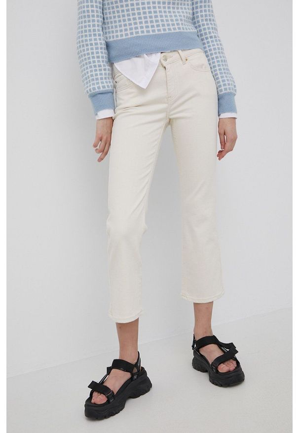only - Only jeansy damskie medium waist. Kolor: beżowy