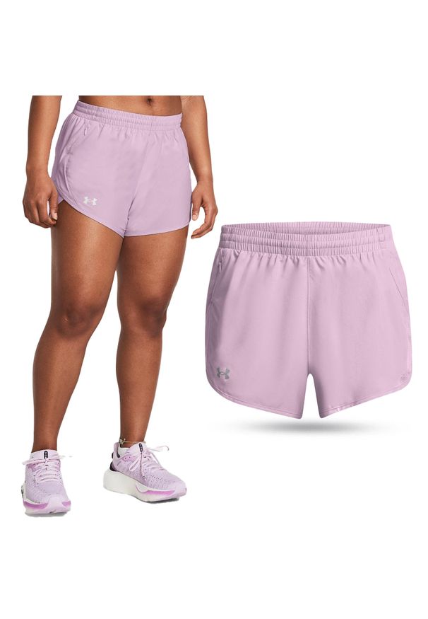 Under Armour - Spodenki fitness damskie UNDER ARMOUR Fly-By 3" Shorts. Kolor: fioletowy. Długość: krótkie. Sport: fitness