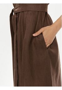 Max Mara Leisure Sukienka koszulowa Nocino 2416221028 Brązowy Relaxed Fit. Kolor: brązowy. Materiał: len. Typ sukienki: koszulowe #4