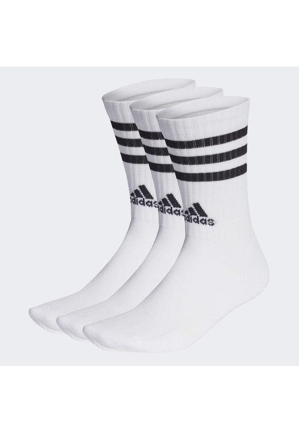 Adidas - 3-Stripes Cushioned Crew Socks 3 Pairs. Kolor: czarny, wielokolorowy, biały. Materiał: materiał. Sport: turystyka piesza