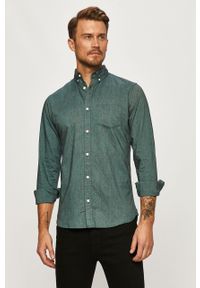 PRODUKT by Jack & Jones - Produkt by Jack & Jones - Koszula. Okazja: na co dzień. Typ kołnierza: button down. Kolor: zielony. Materiał: tkanina, bawełna. Długość: długie. Wzór: gładki. Styl: casual #1